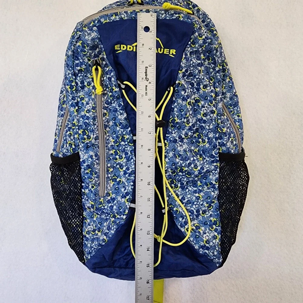 Eddie Bauer Stowaway 20L Backpack Blue Neon Yellow Bungee Hiking Bag Packable